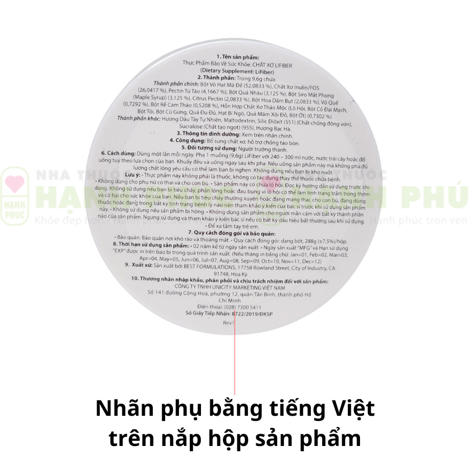 Giá bán và địa chỉ mua chất xơ Lifiber Unicity chính hãng, đáng tin cậy - Hakichi 6 Lifiber Unicity chinh hang mau moi 4 1