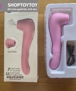 Chày Rung Massage 12 Tần Số Rung - Kết Hợp Đầu Hút kích Thích Núm Vú 7 Chế Độ Cực Mạnh