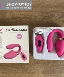 Trứng Rung Chữ C 2 Đầu Rung Thụt Bú Mút _Kết Hợp Điều Khiển Từ Xa