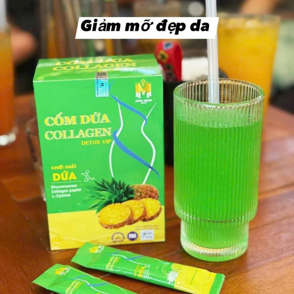 Cốm Dứa Collagen Detox Vip, Detox dứa bổ sung collagen, làm đẹp da, đẹp dáng, chống lão hoá da 1 Cốm Dứa Collagen Detox Vip, Detox dứa bổ sung collagen, làm đẹp da, đẹp dáng, chống lão hoá da