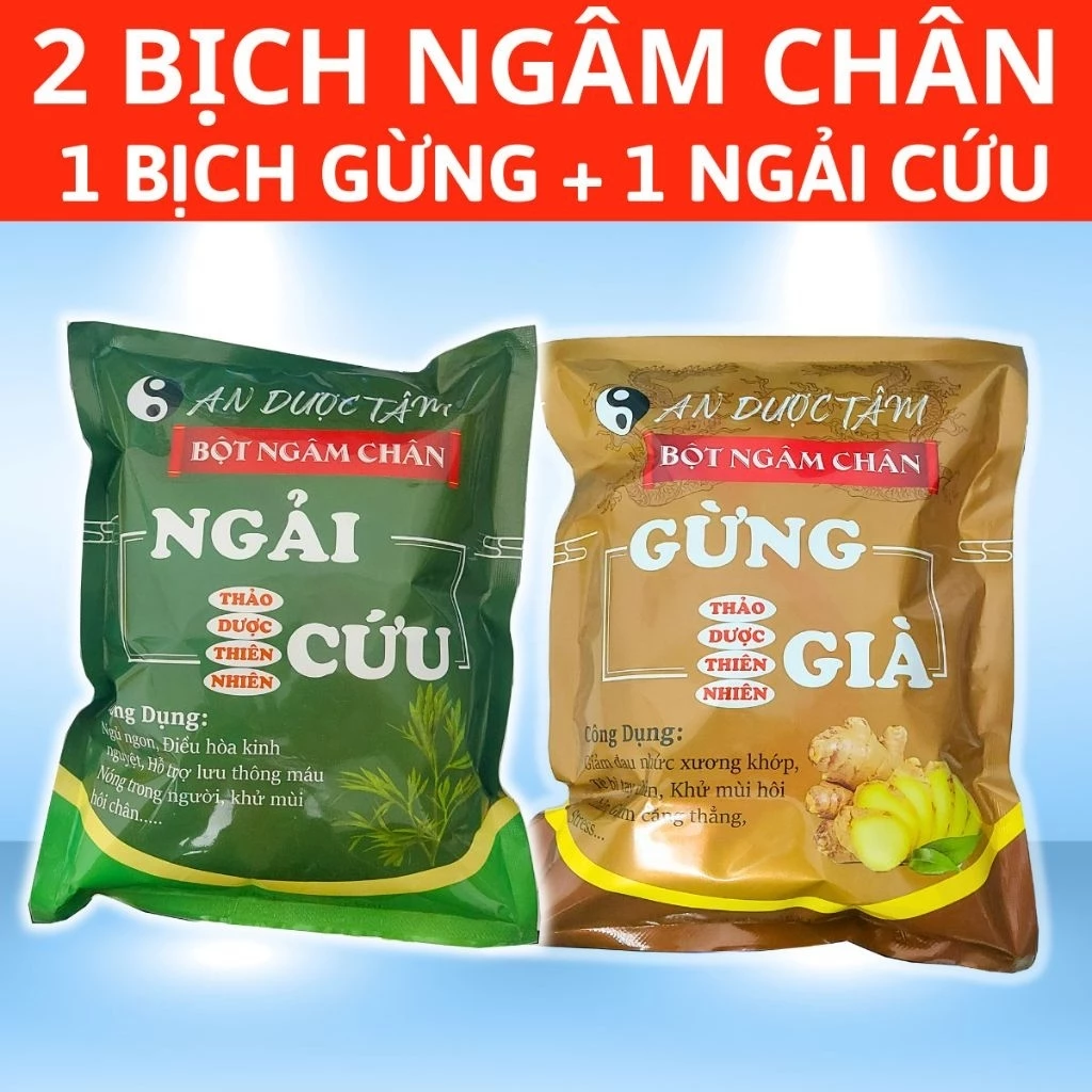 COMBO 200 Túi Lọc Ngâm Chân An Dược Tâm Thảo Dược VIỆT NAM. 100 Túi lọc Ngải Cứu + 100 Túi Gừng Già. Giảm Đau Xương Khớp
