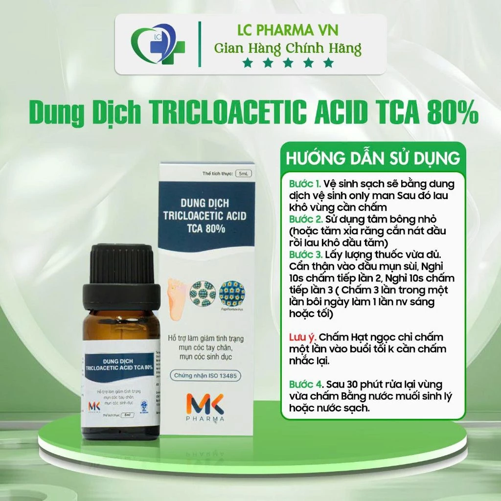 (Che Tên)Dung Dịch Chấm Sùi TRICLOACETIC ACID 80% MK Pharma(Hỗ trợ chấm Hạt Ngọc, Sùi, Mụn cơm, mụn cóc, gai SD) 4 (Che Tên)Dung Dịch Chấm Sùi TRICLOACETIC ACID 80% MK Pharma(Hỗ trợ chấm Hạt Ngọc, Sùi, Mụn cơm, mụn cóc, gai SD) - Ảnh 4