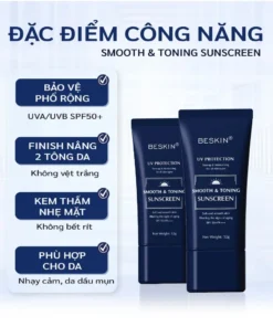 KEM CHỐNG NẮNG PHỔ RỘNG "SMOOTH & TONING SUNSCREEN" SPF 50+ PA+++ - Dung tích: 32g - Thương Hiệu: Beskin