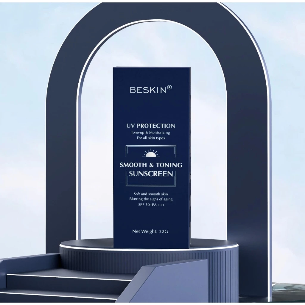 KEM CHỐNG NẮNG PHỔ RỘNG "SMOOTH & TONING SUNSCREEN" SPF 50+ PA+++ - Dung tích: 32g - Thương Hiệu: Beskin 8 KEM CHỐNG NẮNG PHỔ RỘNG "SMOOTH & TONING SUNSCREEN" SPF 50+ PA+++ - Dung tích: 32g - Thương Hiệu: Beskin - Ảnh 8