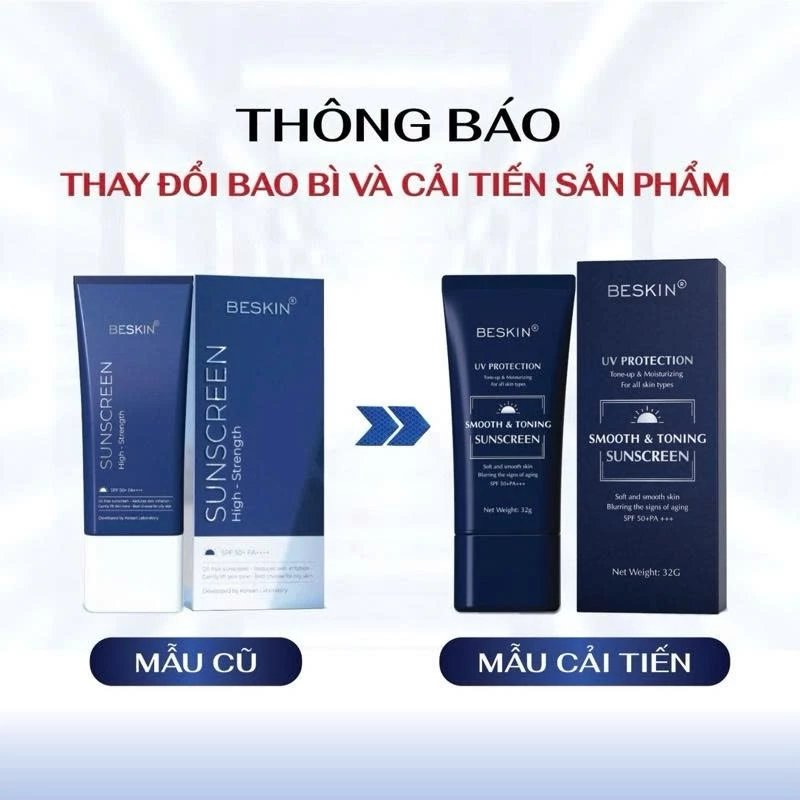 KEM CHỐNG NẮNG PHỔ RỘNG "SMOOTH & TONING SUNSCREEN" SPF 50+ PA+++ - Dung tích: 32g - Thương Hiệu: Beskin 9 KEM CHỐNG NẮNG PHỔ RỘNG "SMOOTH & TONING SUNSCREEN" SPF 50+ PA+++ - Dung tích: 32g - Thương Hiệu: Beskin - Ảnh 9