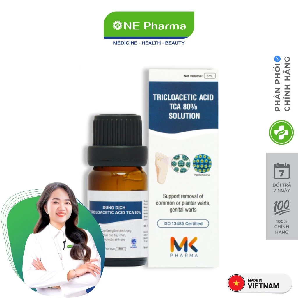 Dung Dịch Loại Bỏ Mụn Cóc, Mụn Thịt MK Pharma Tricloacetic Acid TCA 80% Solution - 5ml 2 Dung Dịch Loại Bỏ Mụn Cóc, Mụn Thịt MK Pharma Tricloacetic Acid TCA 80% Solution - 5ml - Ảnh 2