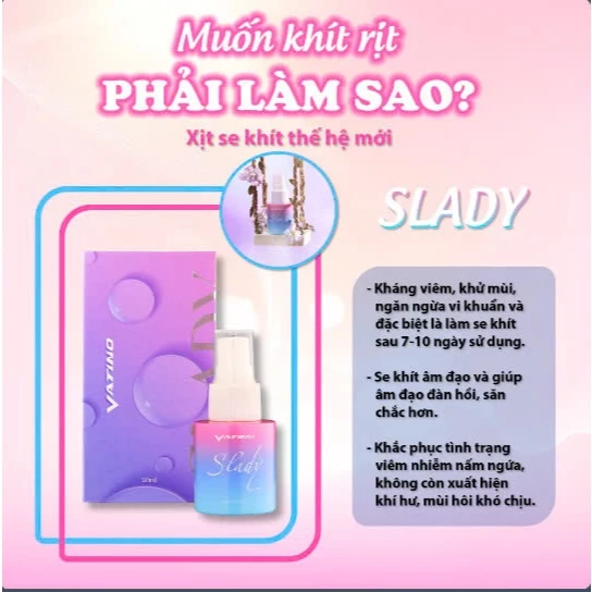 Xịt se khít Slady hỗ trợ cải thiện tình trạng khô âm đạo, gel phụ khoa chăm sóc phụ nữ 8 Xịt se khít Slady hỗ trợ cải thiện tình trạng khô âm đạo, gel phụ khoa chăm sóc phụ nữ - Ảnh 8