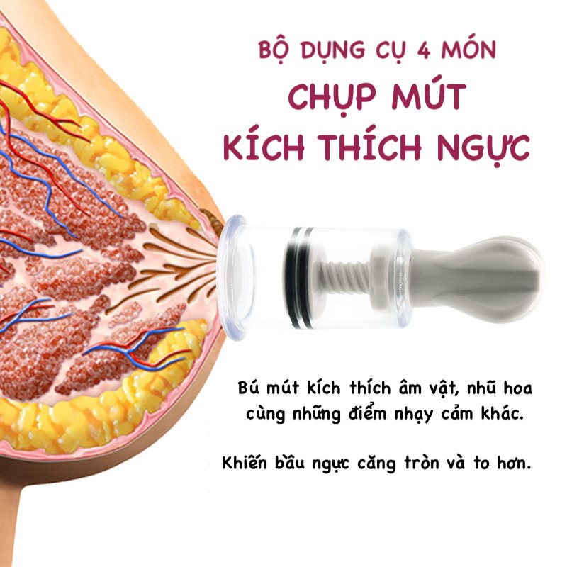 Bộ dụng cụ chụp mút vú kích thích massage ngực siêu sướng hút chân không