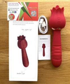 Sextoy Dương Vật Giả Rung Thụt - Kết Hợp 1 Đầu Lưỡi Liếm Hoa Hồng Cực Mạnh Cho Nữ Tự Sướng