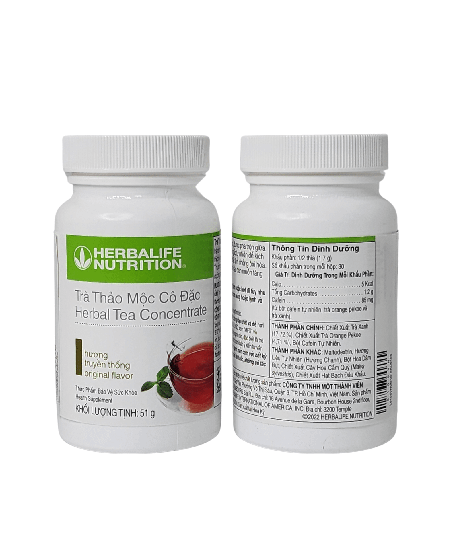 Trà thảo mộc cô đặc chính hãng Herbalife có bao bì in thông tin tiếng Việt rõ nét