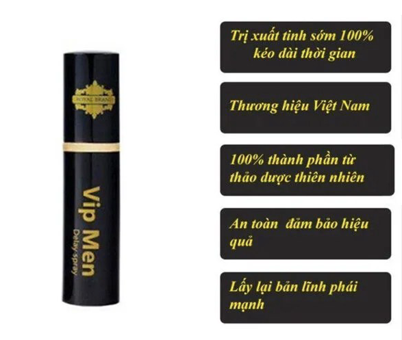 Chai xịt Vip Men kéo dài thời gian xuất tinh, chống rối loạn
