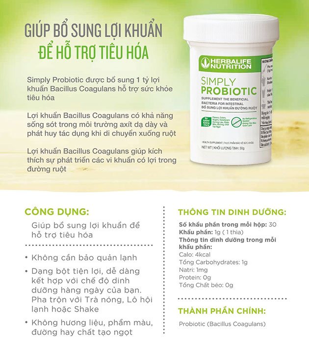 Men Symply probiotic herbalife bổ sung lợi khuẩn hỗ trợ cải thiện sức khỏe đường tiêu hóa - Hakichi 9 Simply Probiotic Herbalife hỗ trợ hệ tiêu hóa ổn định