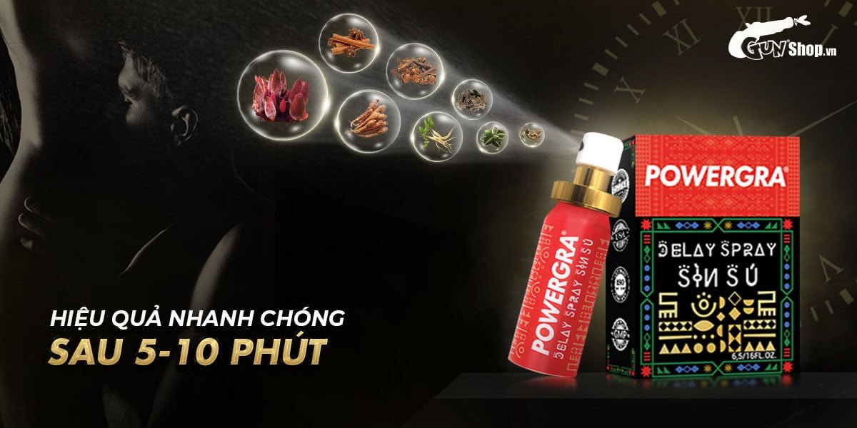Powergra Delay Spray Sìn Sú 12ml kéo dài thời gian tăng khoái cảm