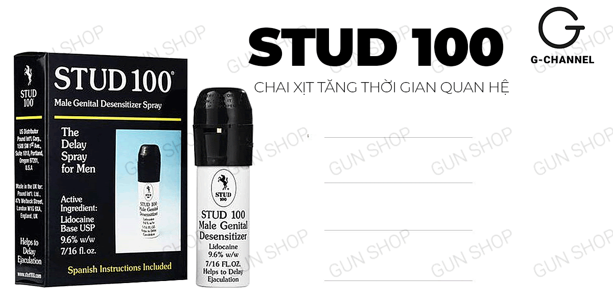 Stud 100 xịt chống xuất tinh sớm 13ml kéo dài thời gian nam- hakichi 2 Địa chỉ bán Stud 100 chai xịt chống xuất tinh kéo dài thời gian 13ml chính hãng