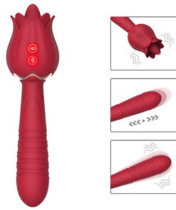 Cửa hàng bán Dương vật giả 2 đầu rung thụt kèm lưỡi liếm hình bông hoa hồng chày rung massage mới nhất