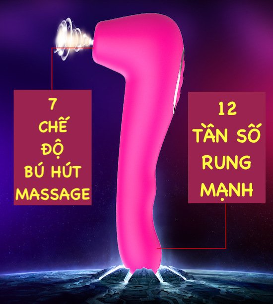 Máy bú mút 2 đầu chày rung toả nhiệt kích thích điểm G tăng khoái cảm