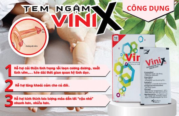 Tem ngậm Vinix 100mg Hàn Quốc tăng sinh lý kéo dài hiệu quả