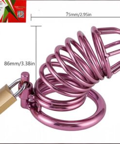Lồng Khóa Dương Vật Thép Không Gỉ Màu Hồng (Kèm 3 Cỡ Vòng)