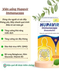 Viên uống Hupavir Immunocaps hỗ trợ đào thải HPV, sùi mào gà , hỗ trợ tăng cường đề kháng cho cả nam và nữ lọ 60 viên