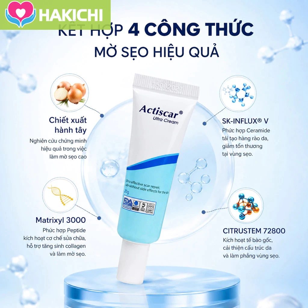 Kem Sẹo Actiscar 20g Hỗ Trợ Mờ Sẹo Lồi, Sẹo Lõm, Sẹo Rỗ, Sẹo Thâm, Sẹo Phẫu Thuật 19 keo1