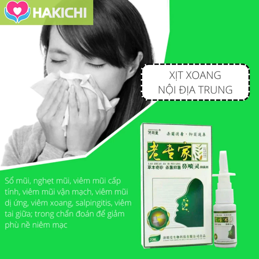 Xịt xoang mũi, nghẹt mũi dị ứng, chảy nước mũi do thời tiết JIMINGTANG 24ML NỘI ĐỊA Trung 28 oang8