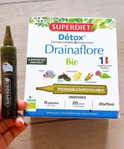 (Hàng cty) Thải độc chuyên sâu 5 trong 1Detox Drainaflore BIO Superdiet 20 ống Pháp - Ảnh 4